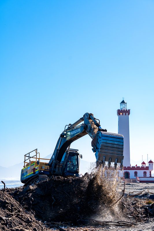 Personal trabajando en la limpieza del borde costero de La Serena para la reactivación turística