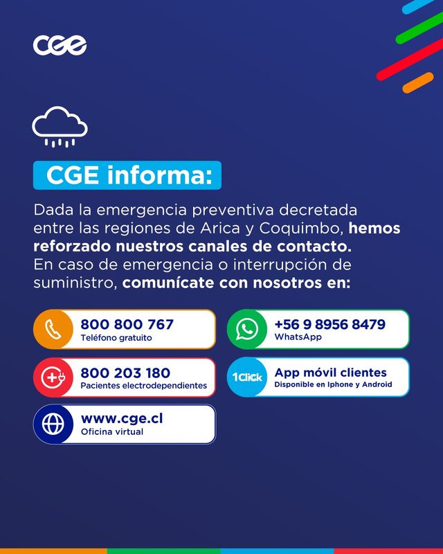 Fachada de una oficina de atención al cliente de la empresa CGE en Chile