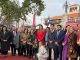 Trabajadores y autoridades supervisando el Museo Escultórico de la Avenida Francisco de Aguirre en La Serena
