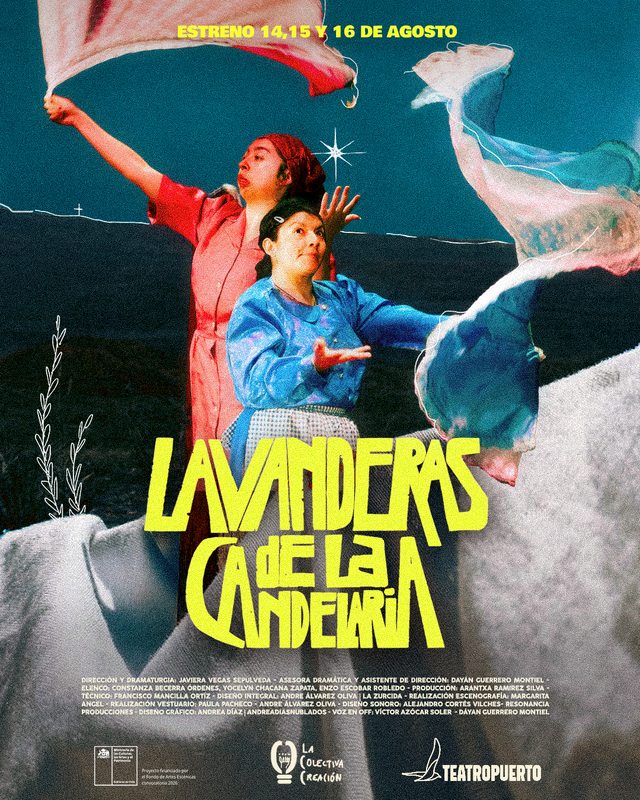 Actrices en escena representando la obra Lavanderas de la Candelaria que rescata la memoria histórica del norte de Chile.