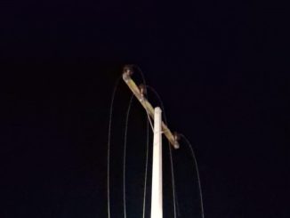 Operarios de CGE trabajando en la reparación de cables eléctricos robados en la Ruta 5 de Coquimbo