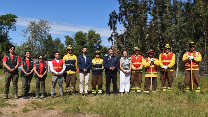 Trabajadores realizando labores de despeje de vegetación para prevenir incendios forestales en Coquimbo