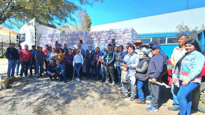 Entrega de sacos de alimento animal a crianceros de Vicuña por parte de INDAP