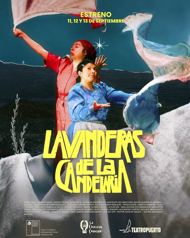 Actrices en escena representando la obra Lavanderas de la Candelaria en La Serena