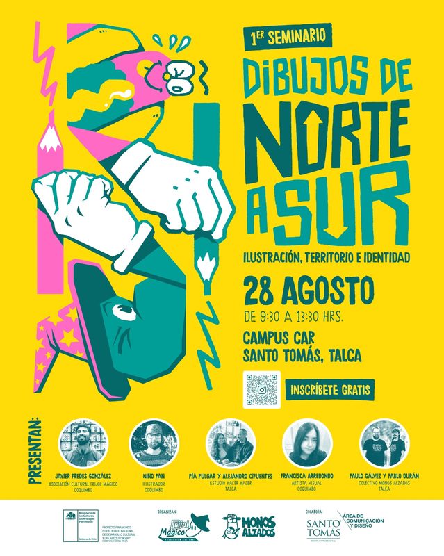 Artistas y docentes participando en el seminario de ilustración del Festival Completrazos 2026 en Talca