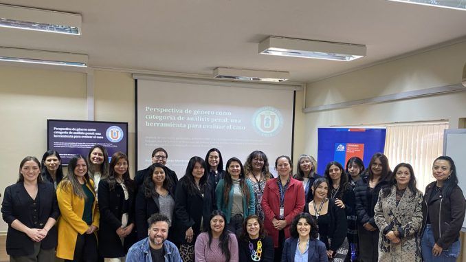 Equipos profesionales participando en la jornada de formación de SernamEG sobre violencia de género en Coquimbo