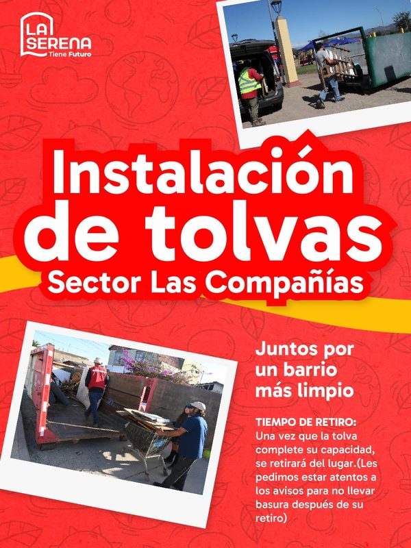 Contenedores temporales de basura instalados en La Serena durante la Semana de la Tolva